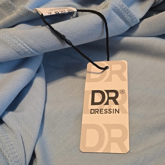 Dressin Sky Blue Soft Top Short Sleeve Hi-Lo Hem Boatneck Women Size XL - Picture 9 of 14